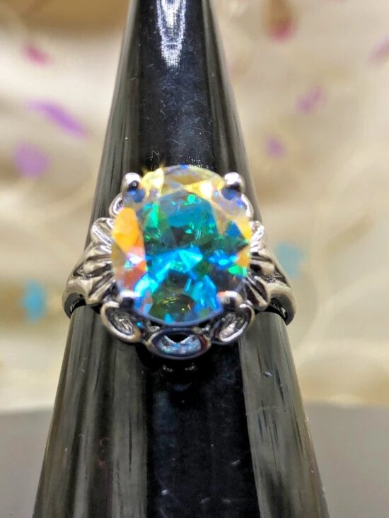 Unbranded Jewelry - GORGEOUS Mystic Topaz Ring Women, FLASHLIGHT!! Sterling, True 8.5
